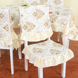 简约现代通用餐椅垫套装田园，餐桌椅子坐垫，靠背套罩长方形桌布布艺