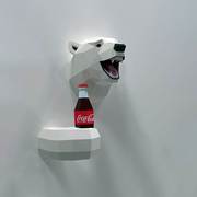 北极熊快乐的夏天 可爱海洋动物等身立体3D墙壁装饰壁挂纸艺模型