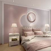 北欧卧室床头背景墙壁纸现代简约3d立体儿童房，墙布轻奢竖条纹壁布