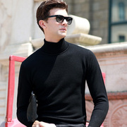 毛衣纯羊毛羊毛衫套头高领男式针织韩版跨境薄款100%男装修身男士