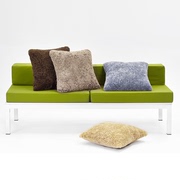北欧ins风暖黄色羊毛沙发抱枕，现代简约客厅，床头羊毛皮真皮皮