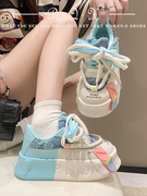 奶fufu厚底增高小白鞋女2024年春季板鞋多巴胺彩色单鞋子