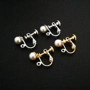 镶6mm珍珠螺丝耳夹无耳洞，耳饰耳环夹配件手工耳夹自制珍珠diy