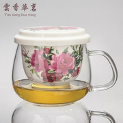 高档飘逸杯泡茶壶茶具玻璃茶杯套装喝茶茶器玲珑茶道杯可拆洗陶瓷