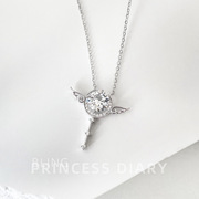 爱心钥匙丘比特天使之翼项链S925纯银甜美轻奢高级感锁骨链送礼物