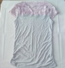 春夏女款灰粉色，莫代尔棉蕾丝拼接短袖，t恤23-02
