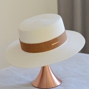 草帽女夏天复古英伦平顶礼帽，韩版沙滩帽，防晒遮阳帽ins网红平顶帽