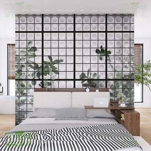 3d立体创意艺术仿玻璃墙纸法式复古卧室茶室背景壁布大自然壁纸
