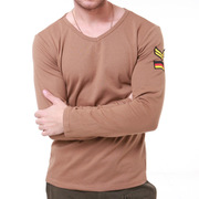 同盟军户外军迷修身长袖紧身T恤新刺绣臂章高弹力四色沙色