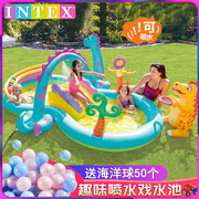 intex婴儿童充气游泳池家庭，大号海洋球池，沙池家用宝宝喷水戏水池