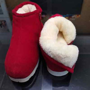 冬季手工北京男女老人保暖布鞋高帮家居棉拖鞋防滑加绒毛毛月子鞋