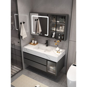现代简约岩板轻奢浴室柜组合实木洗脸洗手卫生间洗漱台盆池镜