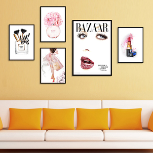 时尚服装店装饰画有框画女装店面壁画客厅组合彩妆海报挂画照片墙