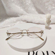 幻影2644无框钻石，切边眼镜女纯钛时尚，非球面镜片