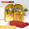不是闷日本LIHIT LAB喜利可立式帆布笔袋学生用文具袋大容量笔筒简约日系多功能文具盒学习联新HINEMO