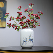 现代新中式白色陶瓷花瓶客厅禅意插花干花餐桌电视柜玄关装饰摆件