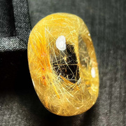 魅晶天然巴西原矿水晶晶体，通透白体黄钛晶顺钛晶扳指戒指