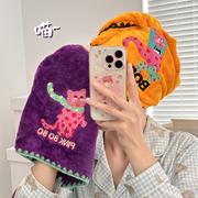 猫咪干发帽超强吸水速干包头发毛巾毛珊瑚绒可爱刺绣洗头浴帽宿舍