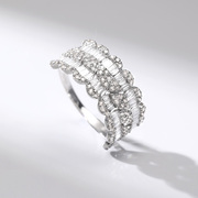 喜钻 白18K金钻石戒指T方形女戒璀璨夺目时尚款排钻戒指钻戒