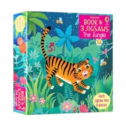 进口英文原版 Usborne Book & Jigsaw The Jungle 丛林拼图 儿童早教益智拼图玩具 寓教于乐 英语单词知识认知启蒙 