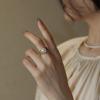 珍珠镶嵌小众设计高级法式复古气质，中指戒指女简约时尚开口食指戒