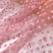 粉色高档软网纱刺绣，手工diy连衣裙网布绣花水溶蕾丝服装面料布料