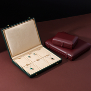 高档真皮首饰盒原创钻戒项链耳钉盒进口超纤欧式珠宝收纳盒翡翠盒
