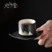凡山堂黑陶方形茶杯垫创意，日式茶托隔热垫家用功夫茶具茶道配件