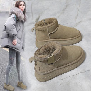 厚底雪地靴女款2023冬季女鞋加绒加厚保暖防滑短筒雪地鞋棉鞋