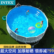 intex pool支架游泳池家用儿童大型户外加厚家庭充气泳池折叠水池