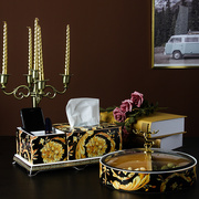 欧式小轻奢华纸巾盒创意茶几家用客厅多功能摇控器收纳盒饰品摆件