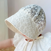 ins夏季薄款韩国婴儿蕾丝透气遮阳帽女宝宝，甜美可爱公主宫廷帽子