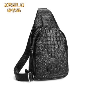 XBELO2023奢侈品鳄鱼皮胸包男士户外运动大容量真皮背包时尚腰包
