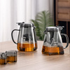 加厚烟灰色飘逸杯一键自动出水茶壶耐热玻璃家用泡茶壶冲茶器套装