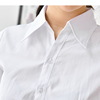 夏季白衬衫条纹女士短袖竖纹v领韩版棉，职业装正装商务ol衬衣浅蓝