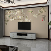 墙纸3d立体新中式花鸟电视背景墙，壁纸客厅墙布卧室壁画影视墙壁布
