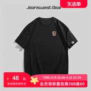 jg&jeanswestgear大码品牌卡通龙图案(龙，图案)胸花，圆领短袖t恤男女中性风