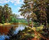 精准印花法国DMC十字绣 客厅风景大画 名画油画 河边林中小径
