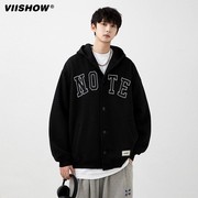 VIISHOW男士棒球服男秋季潮牌ins连帽美式男生假两件外套2023