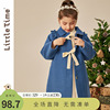 littletime女童呢子大衣加厚2023秋冬韩版儿童中长款毛呢外套