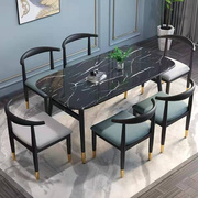 北欧时尚餐桌椅仿大理石，现代简约小户型家用轻奢餐厅桌椅组合饭桌