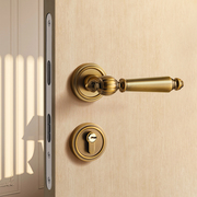 法式卧室门锁室内房间木门锁，黄古铜(黄古铜)复古门把手磁吸静音家用房门锁