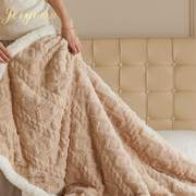 JERYOUN 纯色羊羔绒毛毯冬季加厚法兰绒珊瑚绒毯子办公室保暖午睡