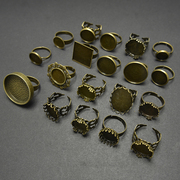 青铜戒指时光宝石底托diy配件，手工串珠材料饰品，水晶滴胶粘玻璃片3