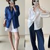 纯亚麻衬衫女白色宽松棉麻防晒百搭廓形2025夏季新款大码衬衣外套