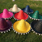 儿童墨西哥草帽万圣节狂欢派对表演舞会服装道具亲子绒球彩色草帽