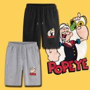 Popeye大力水手时尚青少年纯棉短裤ins超火的情侣装大码五分裤男