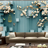 新中式8d立体电视背景墙纸，壁画客厅沙发床头影视，墙布花鸟壁纸