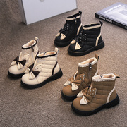 女童马丁靴2023冬季二棉靴子，小女孩公主靴小学生宝宝短靴棉靴