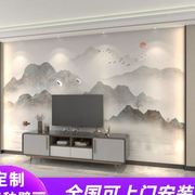 现代中式电视背景墙壁纸大气抽象山水壁画客厅沙发影视墙壁布